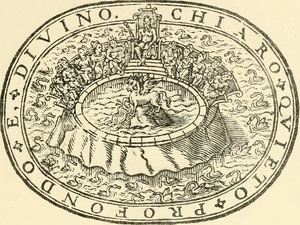 An illustration from The mirrovr of maiestie: or, The badges of honovr conceitedly emblazoned. A photo-lith. fac-simile reprint from Mr. Corser's perfect copy. A.D. 1618, 1870, leaf 72