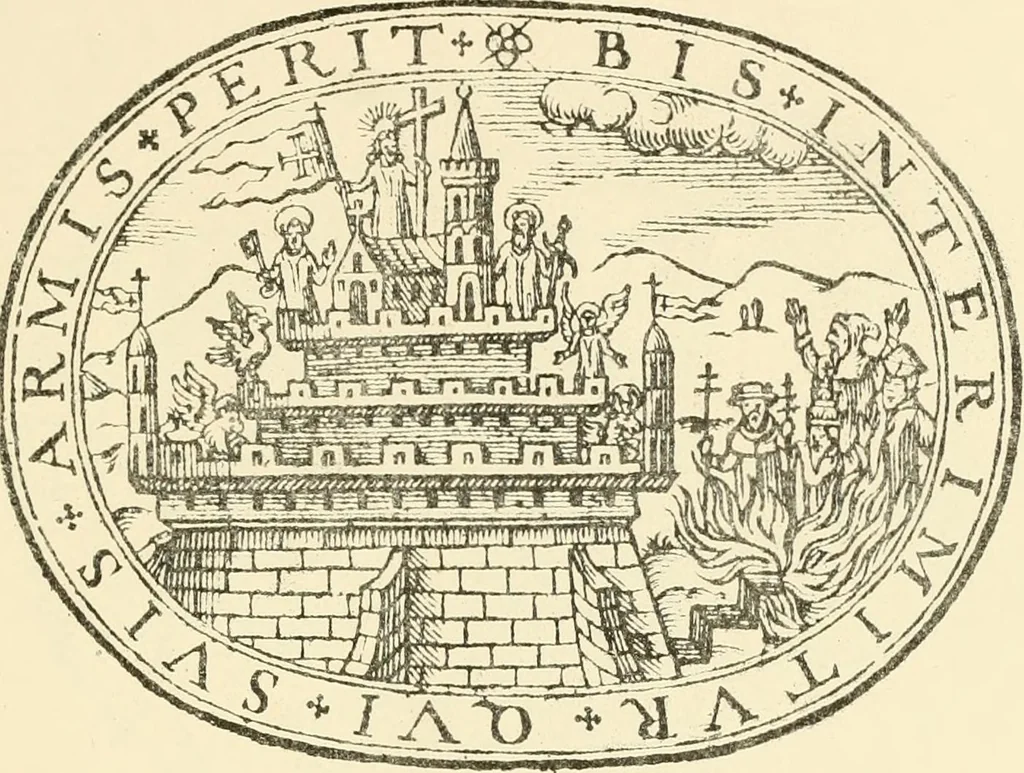An illustration from The mirrovr of maiestie: or, The badges of honovr conceitedly emblazoned. A photo-lith. fac-simile reprint from Mr. Corser's perfect copy. A.D. 1618, 1870, leaf 82