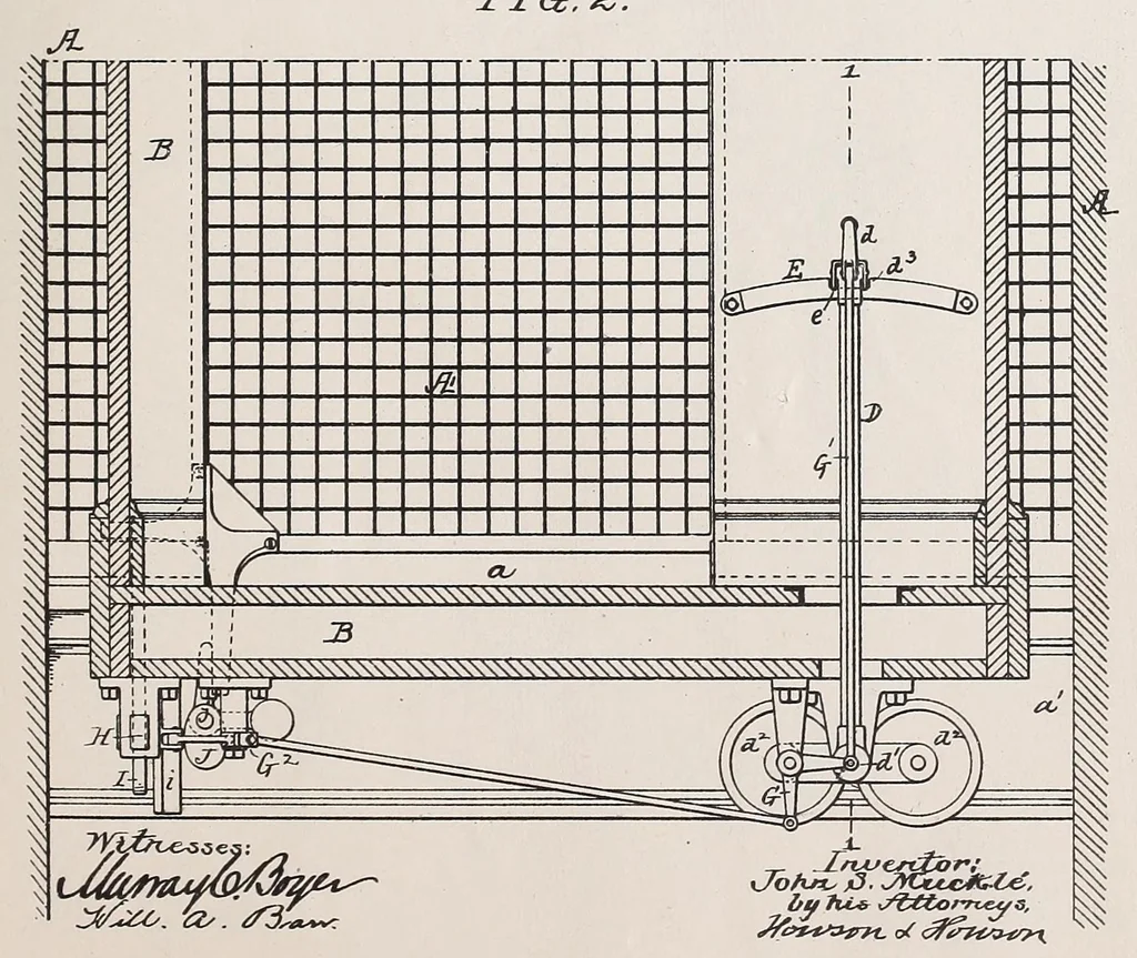 An illustration from Miscellaneous U.S. elevator patents, 1880, leaf 435