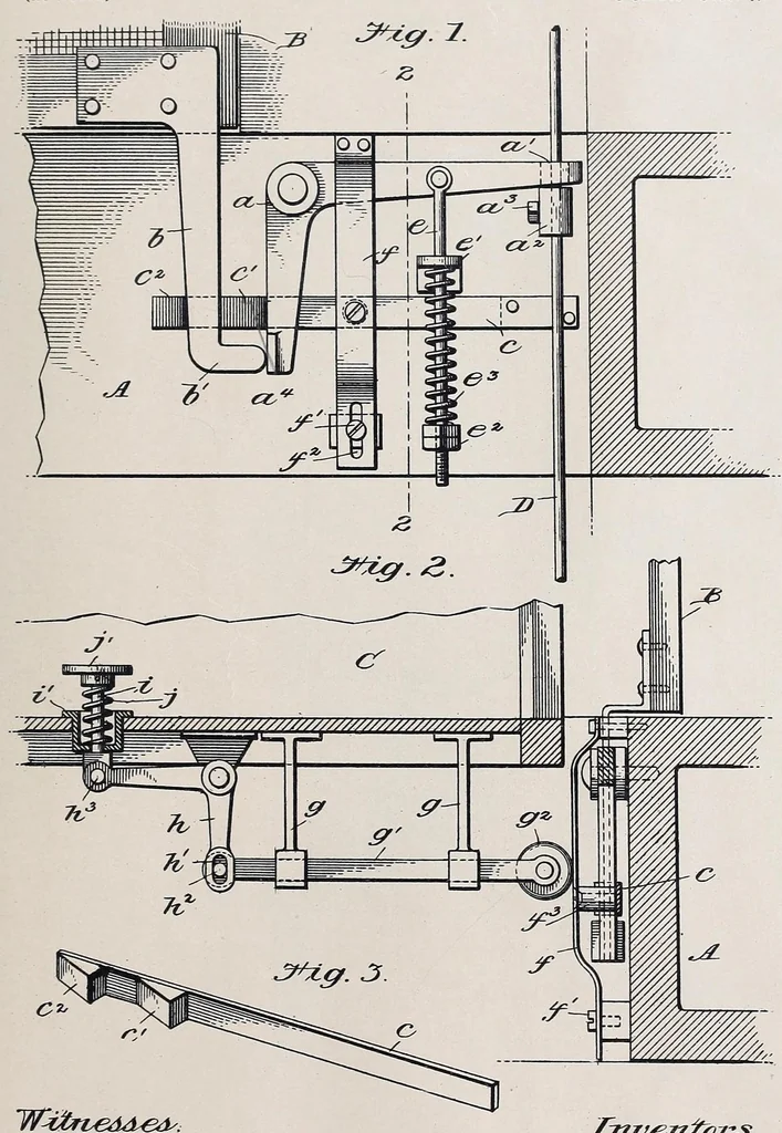 An illustration from Miscellaneous U.S. elevator patents, 1880, leaf 553
