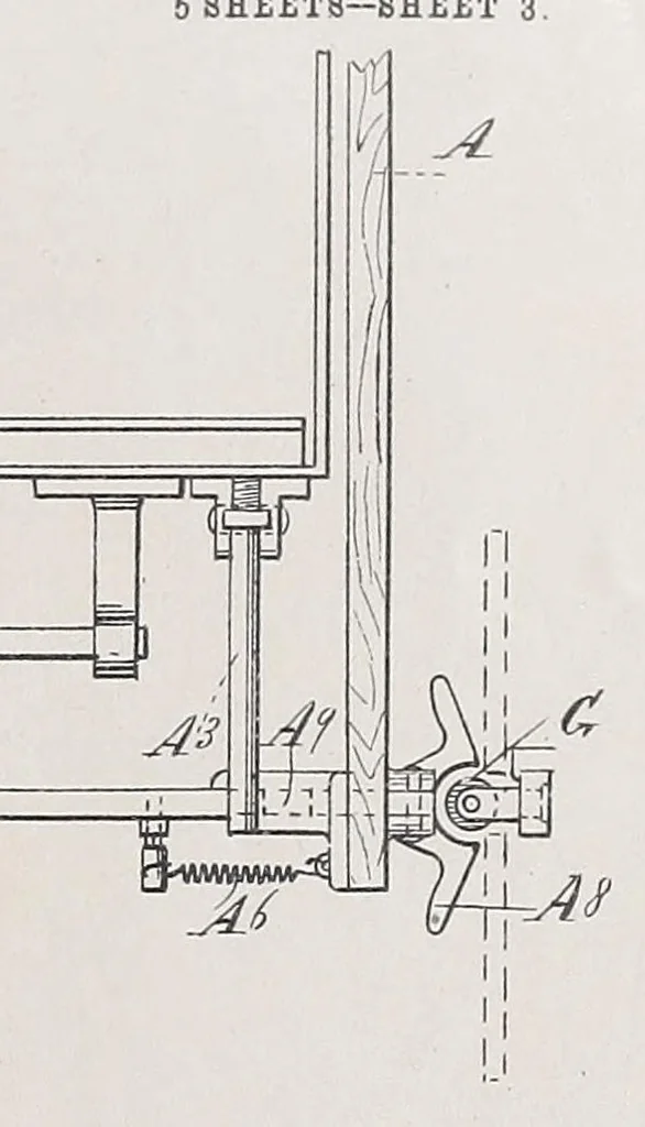 An illustration from Miscellaneous U.S. elevator patents, 1880, leaf 761