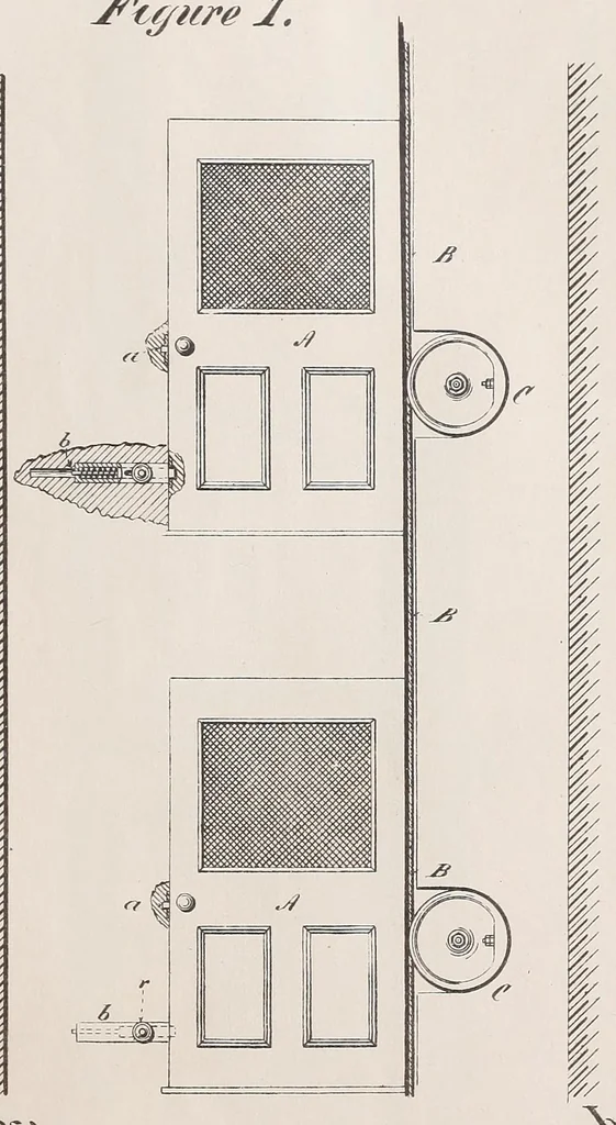 An illustration from Miscellaneous U.S. elevator patents, 1880, leaf 9