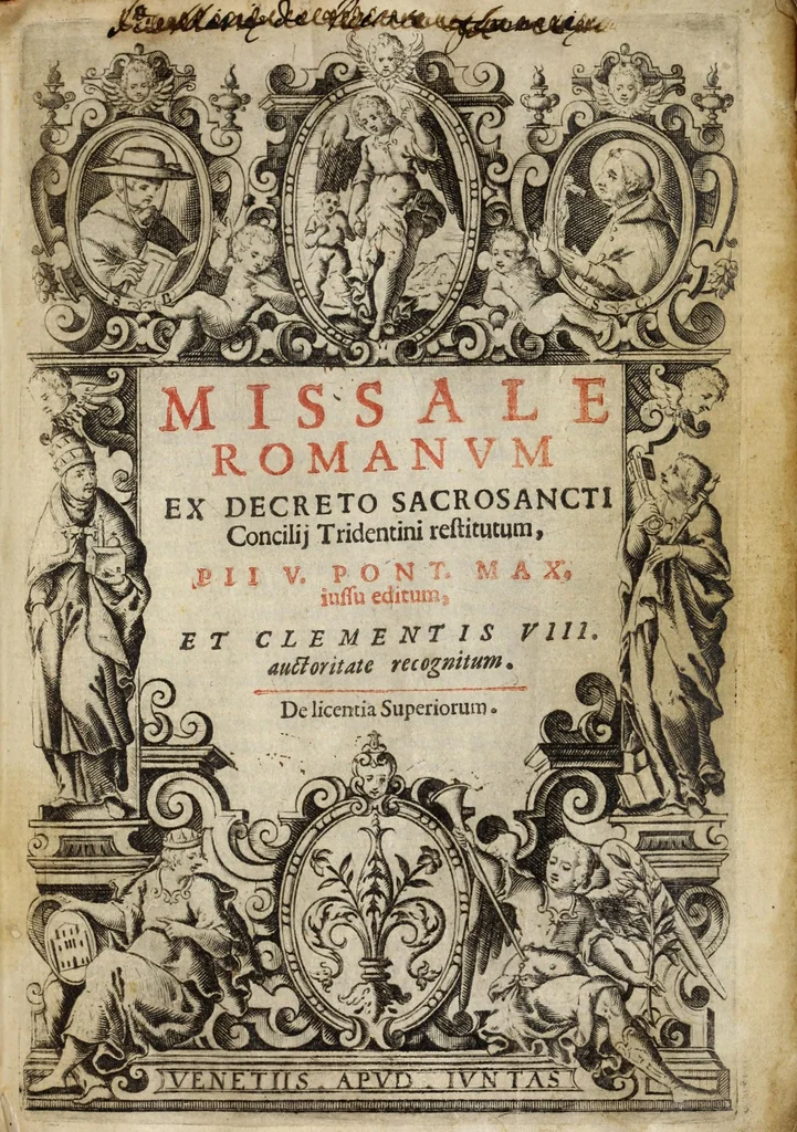 An illustration from Missale Romanum ex decreto Sacrosancti Concilij Tridentini restitutum : Pii V. Pont. Max. iussu editum et Clementis VIII. auctoritte recognitum, 1623, leaf 3