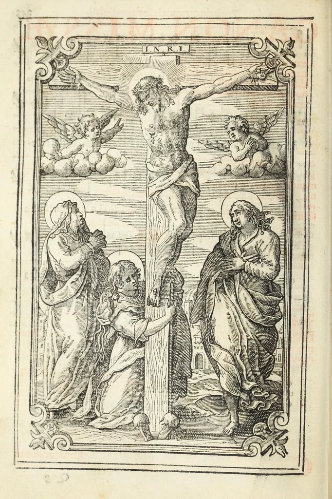 An illustration from Missale Romanum ex decreto Sacrosancti Concilij Tridentini restitutum : Pii V. Pont. Max. iussu editum et Clementis VIII. auctoritte recognitum, 1623, leaf 312