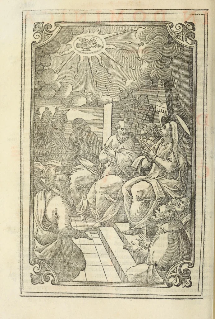 An illustration from Missale Romanum ex decreto Sacrosancti Concilij Tridentini restitutum : Pii V. Pont. Max. iussu editum et Clementis VIII. auctoritte recognitum, 1623, leaf 348