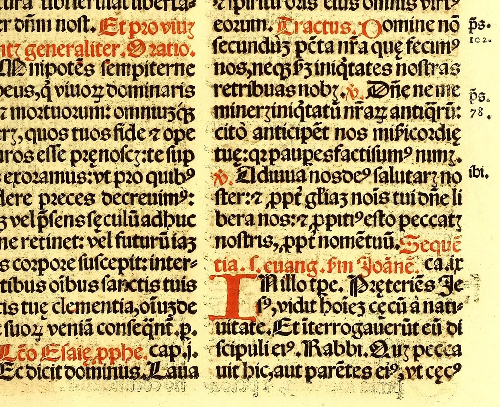 An illustration from Missale romanum ordinarium. : Misale romanum nuper adoptatum co[m]modu[m] quoru[m]cu[m]q[ue] sacerdotu[m] summa diligentia distinctu[m]: atq[ue] ita ex nouo ordine digestu[m] vt apposit[is] introitib[us], gradualib[us], offertorijs [et] co[m]munionibus o[mn]es miss[a]e sint in suis loc[is] integre. In quo etia[m] adiunct[a]e sunt mult[a]e miss[a]e uou[a]e [sic], [et] alia plurima sup[er]addita, q[uae] in missalib[us] hacten[us] i[m]p[re]ssis d[e]sideraba[n]tur. 1561, 1561, leaf 111