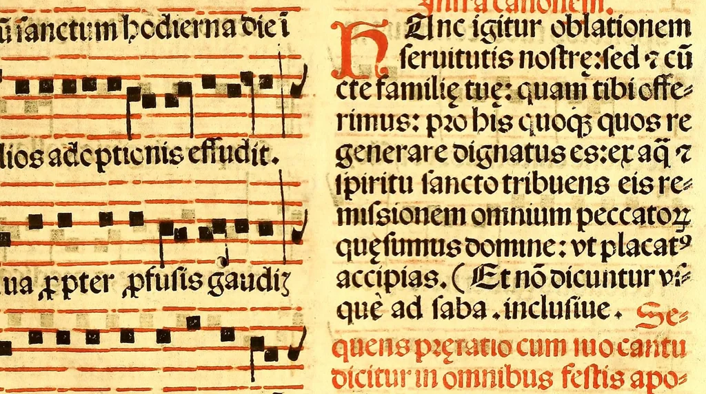 An illustration from Missale romanum ordinarium. : Misale romanum nuper adoptatum co[m]modu[m] quoru[m]cu[m]q[ue] sacerdotu[m] summa diligentia distinctu[m]: atq[ue] ita ex nouo ordine digestu[m] vt apposit[is] introitib[us], gradualib[us], offertorijs [et] co[m]munionibus o[mn]es miss[a]e sint in suis loc[is] integre. In quo etia[m] adiunct[a]e sunt mult[a]e miss[a]e uou[a]e [sic], [et] alia plurima sup[er]addita, q[uae] in missalib[us] hacten[us] i[m]p[re]ssis d[e]sideraba[n]tur. 1561, 1561, leaf 231