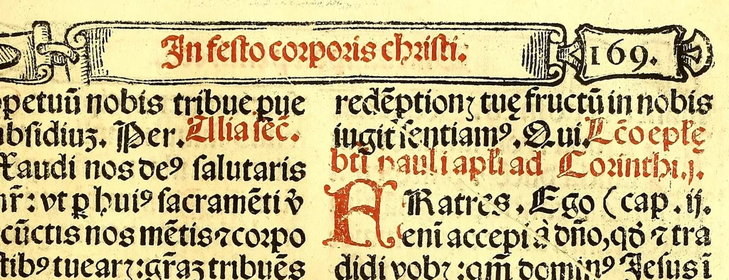 An illustration from Missale romanum ordinarium. : Misale romanum nuper adoptatum co[m]modu[m] quoru[m]cu[m]q[ue] sacerdotu[m] summa diligentia distinctu[m]: atq[ue] ita ex nouo ordine digestu[m] vt apposit[is] introitib[us], gradualib[us], offertorijs [et] co[m]munionibus o[mn]es miss[a]e sint in suis loc[is] integre. In quo etia[m] adiunct[a]e sunt mult[a]e miss[a]e uou[a]e [sic], [et] alia plurima sup[er]addita, q[uae] in missalib[us] hacten[us] i[m]p[re]ssis d[e]sideraba[n]tur. 1561, 1561, leaf 317