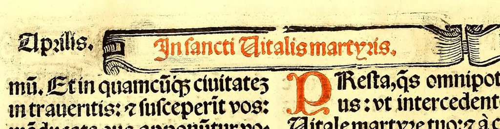 An illustration from Missale romanum ordinarium. : Misale romanum nuper adoptatum co[m]modu[m] quoru[m]cu[m]q[ue] sacerdotu[m] summa diligentia distinctu[m]: atq[ue] ita ex nouo ordine digestu[m] vt apposit[is] introitib[us], gradualib[us], offertorijs [et] co[m]munionibus o[mn]es miss[a]e sint in suis loc[is] integre. In quo etia[m] adiunct[a]e sunt mult[a]e miss[a]e uou[a]e [sic], [et] alia plurima sup[er]addita, q[uae] in missalib[us] hacten[us] i[m]p[re]ssis d[e]sideraba[n]tur. 1561, 1561, leaf 416