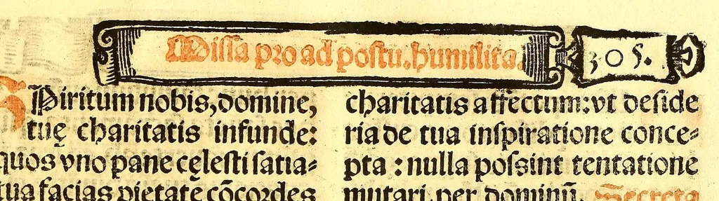 An illustration from Missale romanum ordinarium. : Misale romanum nuper adoptatum co[m]modu[m] quoru[m]cu[m]q[ue] sacerdotu[m] summa diligentia distinctu[m]: atq[ue] ita ex nouo ordine digestu[m] vt apposit[is] introitib[us], gradualib[us], offertorijs [et] co[m]munionibus o[mn]es miss[a]e sint in suis loc[is] integre. In quo etia[m] adiunct[a]e sunt mult[a]e miss[a]e uou[a]e [sic], [et] alia plurima sup[er]addita, q[uae] in missalib[us] hacten[us] i[m]p[re]ssis d[e]sideraba[n]tur. 1561, 1561, leaf 589