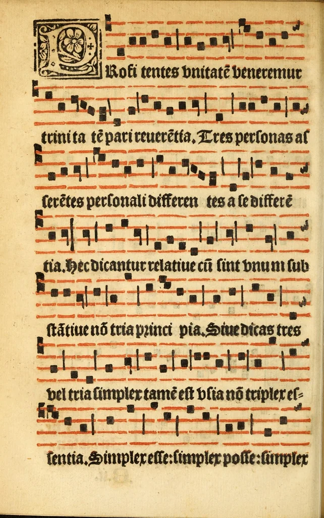 An illustration from Misse familiares cum suis ca[n]tibu[us] angelicis nuperrime ad vngue[m] recognite : nam pleraq[ue] in vetustiorib[us] exe[m]plarib[us] truncata, in hac nouissima recognitione reintegrata sunt sicuti precipue in intonationibus Psalmorum videre est. Misse sole[n]niores toti[us] anni, nuperrime ad vngue[m] recognite. Communes prose totius anni nouissime emendate, 1526, leaf 138