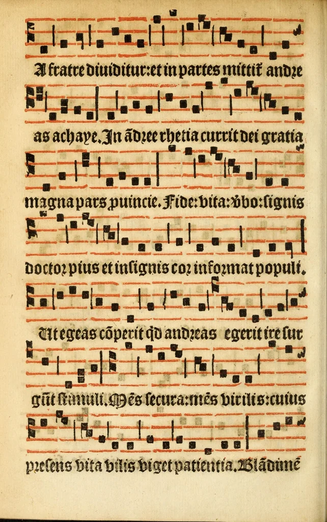 An illustration from Misse familiares cum suis ca[n]tibu[us] angelicis nuperrime ad vngue[m] recognite : nam pleraq[ue] in vetustiorib[us] exe[m]plarib[us] truncata, in hac nouissima recognitione reintegrata sunt sicuti precipue in intonationibus Psalmorum videre est. Misse sole[n]niores toti[us] anni, nuperrime ad vngue[m] recognite. Communes prose totius anni nouissime emendate, 1526, leaf 154