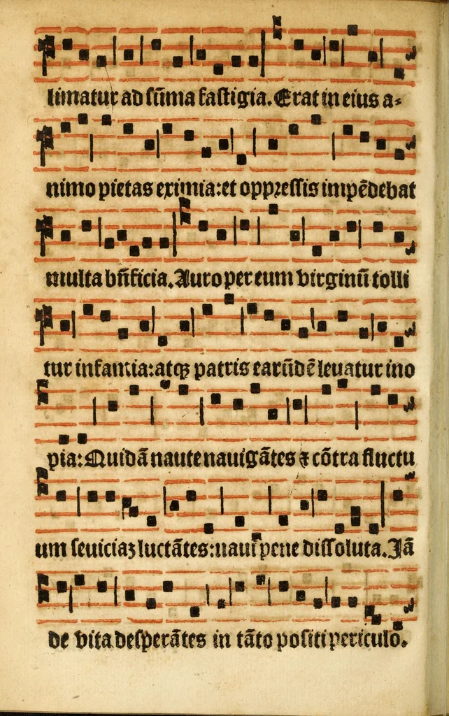 An illustration from Misse familiares cum suis ca[n]tibu[us] angelicis nuperrime ad vngue[m] recognite : nam pleraq[ue] in vetustiorib[us] exe[m]plarib[us] truncata, in hac nouissima recognitione reintegrata sunt sicuti precipue in intonationibus Psalmorum videre est. Misse sole[n]niores toti[us] anni, nuperrime ad vngue[m] recognite. Communes prose totius anni nouissime emendate, 1526, leaf 158