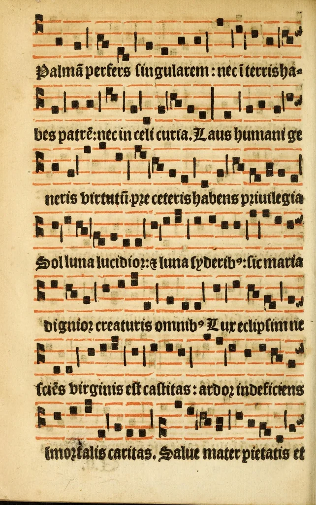 An illustration from Misse familiares cum suis ca[n]tibu[us] angelicis nuperrime ad vngue[m] recognite : nam pleraq[ue] in vetustiorib[us] exe[m]plarib[us] truncata, in hac nouissima recognitione reintegrata sunt sicuti precipue in intonationibus Psalmorum videre est. Misse sole[n]niores toti[us] anni, nuperrime ad vngue[m] recognite. Communes prose totius anni nouissime emendate, 1526, leaf 170