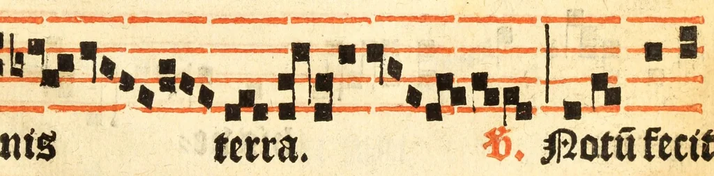 An illustration from Misse familiares cum suis ca[n]tibu[us] angelicis nuperrime ad vngue[m] recognite : nam pleraq[ue] in vetustiorib[us] exe[m]plarib[us] truncata, in hac nouissima recognitione reintegrata sunt sicuti precipue in intonationibus Psalmorum videre est. Misse sole[n]niores toti[us] anni, nuperrime ad vngue[m] recognite. Communes prose totius anni nouissime emendate, 1526, leaf 73