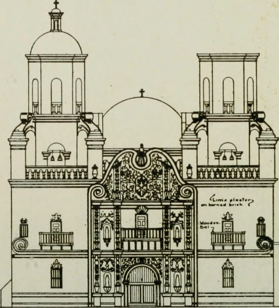 An illustration from Mission architecture as exemplified in San Xavier del Bac; including a complete list of the missions in the South-west; also a bibliography of the manuscripts and works pertaining to the subject, 1919, leaf 117