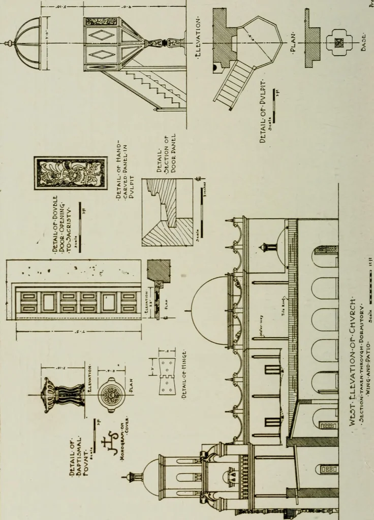 An illustration from Mission architecture as exemplified in San Xavier del Bac; including a complete list of the missions in the South-west; also a bibliography of the manuscripts and works pertaining to the subject, 1919, leaf 127