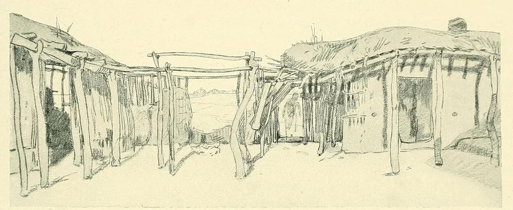 An illustration from Mission scientifique du Ka-Tanga : journal de route, section Moliro, M'pwéto, Ka-Béca, Lofoï, chutes Ki-Oubo, 1902, leaf 79