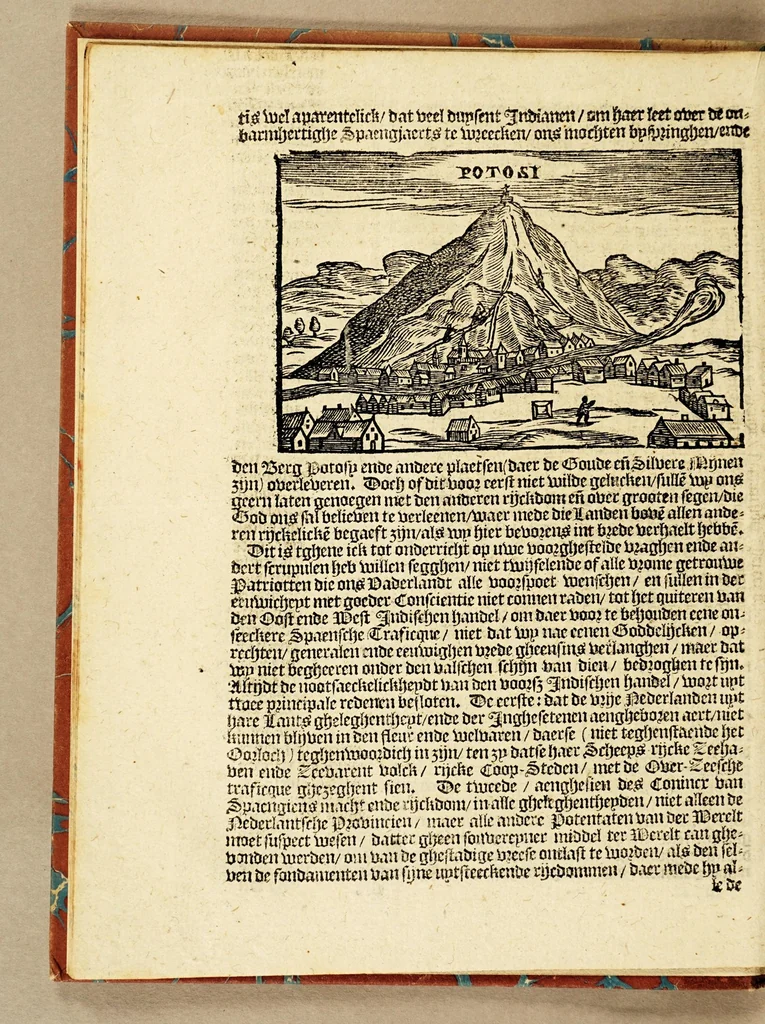 An illustration from Missive. Daer in kortelijck en[de] grondigh wert veerthoont, hoe veel de Vereenighde Nederlanden gelegen is aen de Oost ende West-Indische navigatie. : Mitsgaders 't profijt, datmen van de Oost-Indische Compagnie, geduyrende den tijdt van 24. jaren herwaerts, daer uyt heeft ghetrocken. Ende met fondamentale redenen werdt bewesen, dat door de gheoctroyeerde West Indische navigatie, meer voordeel voor de participanten met meerder dienste voor de Nederlantsche Provintien, grooter schade ende afbreuck voor den Coninck van Spaengten zy te verwachten., 1621, leaf 26