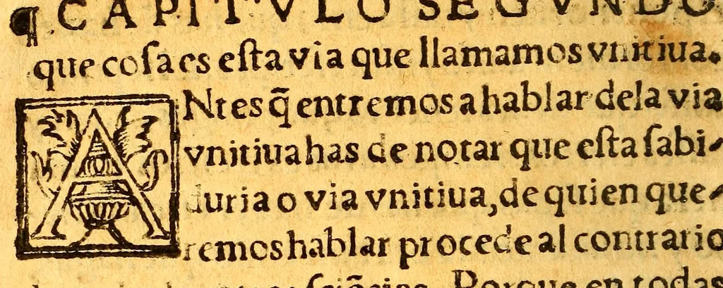 An illustration from Mistica theologia: : en la qual se nos enseña el verdadero camino del cielo, mediante el exercicio de la virtud., 1575, leaf 86