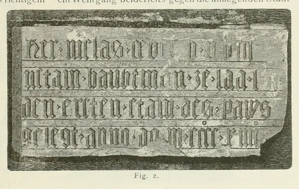 An illustration from Mittheilungen der K.K. Central-Commission zur Erforschung und Erhaltung der Kunst- und Historischen Denkmale, 1875, leaf 213