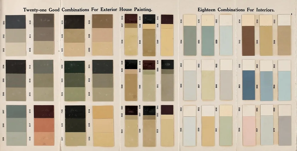 An illustration from Mixing directions for combining Dutch Boy white lead : with pure linseed oil and colors to obtain any desired shade used in house painting and decorating., 1910, leaf 5