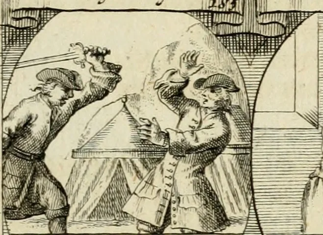 An illustration from M. Laurentii Wolfgangi Woyttens Emblematischer Parnassus : worauf die Musen, ihre Blumen-Lese, zu allerhand Freuden und Trauer-Kräntzen halten : um, den Lob-werthen Tugend-Chor, durch angenehme Rosen : hergegen, das ungezähmte Laster-Thun, mit wildem Dorn- und Distel-Flor, zu krönen : nach specialem Verlangen, in einem Gefilde, von funffzehen Hundert in dreyen verschiedlichen Theilen verfassten .., 1727, leaf 126