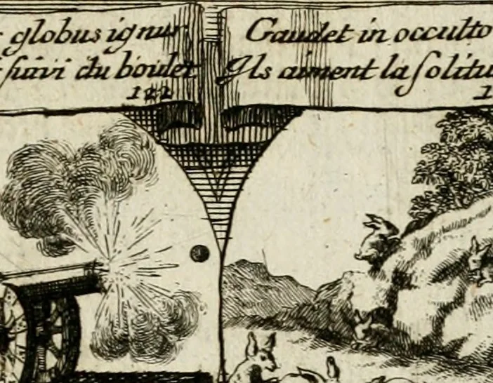 An illustration from M. Laurentii Wolfgangi Woyttens Emblematischer Parnassus : worauf die Musen, ihre Blumen-Lese, zu allerhand Freuden und Trauer-Kräntzen halten : um, den Lob-werthen Tugend-Chor, durch angenehme Rosen : hergegen, das ungezähmte Laster-Thun, mit wildem Dorn- und Distel-Flor, zu krönen : nach specialem Verlangen, in einem Gefilde, von funffzehen Hundert in dreyen verschiedlichen Theilen verfassten .., 1727, leaf 204