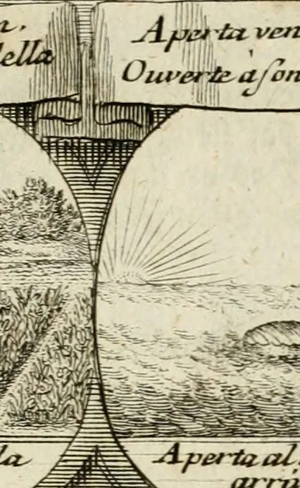 An illustration from M. Laurentii Wolfgangi Woyttens Emblematischer Parnassus : worauf die Musen, ihre Blumen-Lese, zu allerhand Freuden und Trauer-Kräntzen halten : um, den Lob-werthen Tugend-Chor, durch angenehme Rosen : hergegen, das ungezähmte Laster-Thun, mit wildem Dorn- und Distel-Flor, zu krönen : nach specialem Verlangen, in einem Gefilde, von funffzehen Hundert in dreyen verschiedlichen Theilen verfassten .., 1727, leaf 212
