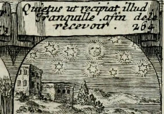 An illustration from M. Laurentii Wolfgangi Woyttens Emblematischer Parnassus : worauf die Musen, ihre Blumen-lese zu allerhand Freuden und Trauer-kränken halten. Um den Lob-werthen Tugend-chor durch angenehme rosen hergegen das ungezähmte Laster-thun mit wildem Dorn- und Distel-flor zu krönen, 1727, leaf 140