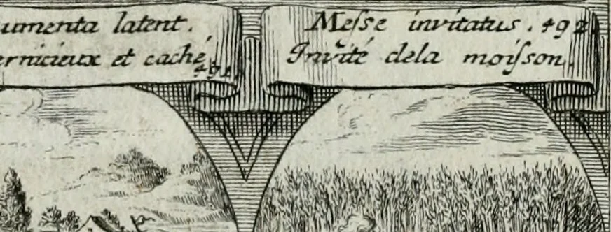 An illustration from M. Laurentii Wolfgangi Woyttens Emblematischer Parnassus : worauf die Musen, ihre Blumen-lese zu allerhand Freuden und Trauer-kränken halten. Um den Lob-werthen Tugend-chor durch angenehme rosen hergegen das ungezähmte Laster-thun mit wildem Dorn- und Distel-flor zu krönen, 1727, leaf 90