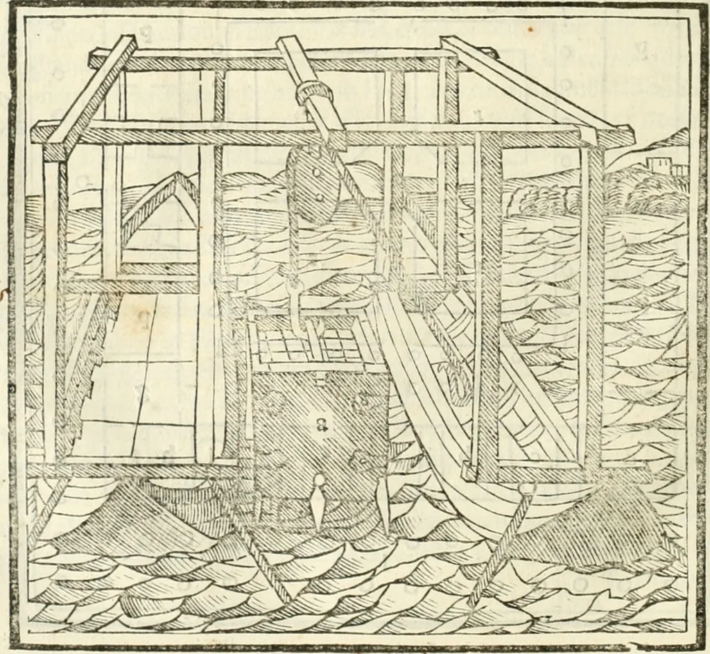 An illustration from M.L. Vitrvuio Pollione Di architettura : dal vero esemplare latino nella volgar lingua tradotto, e con le figure a suoi luoghi con mirãdo ordine insignito : anchora con la tauola alfabetica, nella quale facilmente si potra trouare la moltitudine de vocaboli a suoi luoghi cõ gran diligenza esposti e dichiarati : mai piu da alcuno altro fin al presente stampato a grande vtilita di ciascuno studioso, 1535, leaf 137