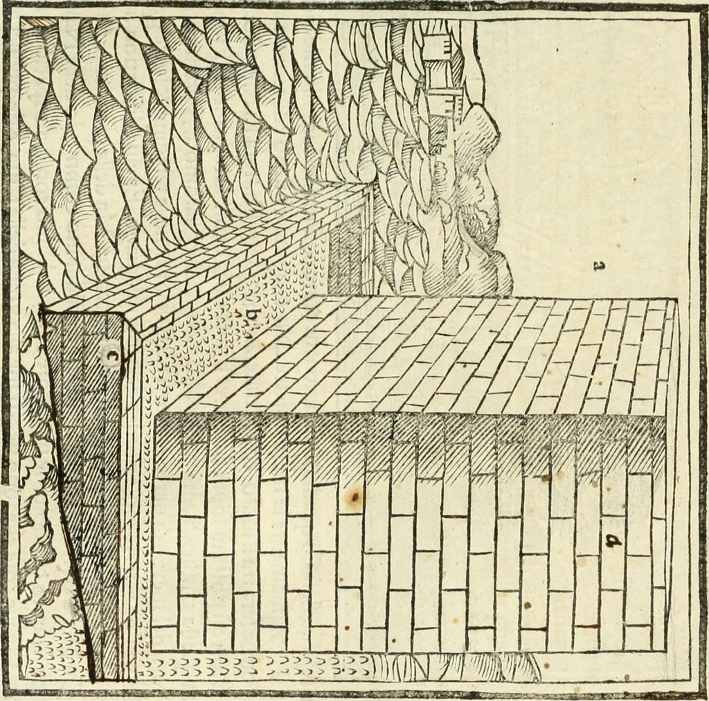 An illustration from M.L. Vitrvuio Pollione Di architettura : dal vero esemplare latino nella volgar lingua tradotto, e con le figure a suoi luoghi con mirãdo ordine insignito : anchora con la tauola alfabetica, nella quale facilmente si potra trouare la moltitudine de vocaboli a suoi luoghi cõ gran diligenza esposti e dichiarati : mai piu da alcuno altro fin al presente stampato a grande vtilita di ciascuno studioso, 1535, leaf 138