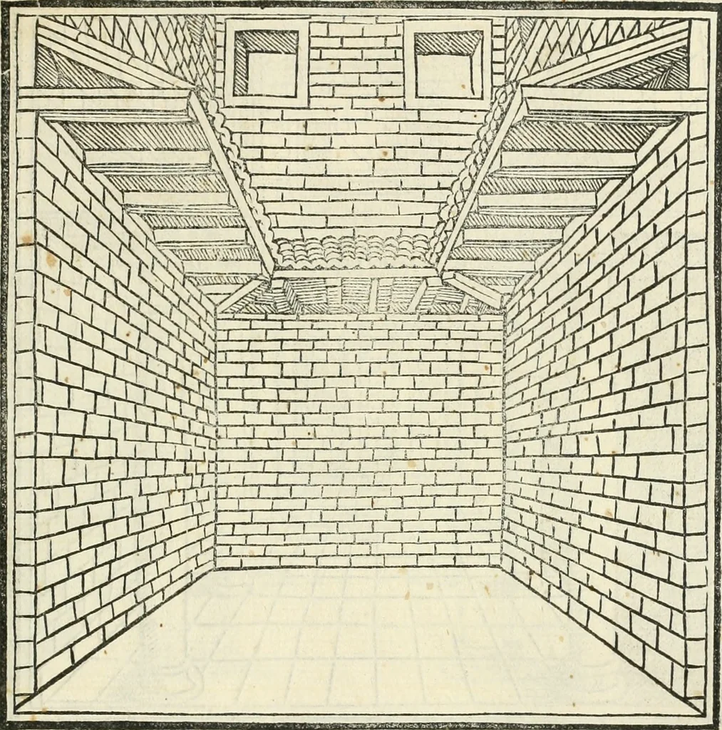 An illustration from M.L. Vitrvuio Pollione Di architettura : dal vero esemplare latino nella volgar lingua tradotto, e con le figure a suoi luoghi con mirãdo ordine insignito : anchora con la tauola alfabetica, nella quale facilmente si potra trouare la moltitudine de vocaboli a suoi luoghi cõ gran diligenza esposti e dichiarati : mai piu da alcuno altro fin al presente stampato a grande vtilita di ciascuno studioso, 1535, leaf 146