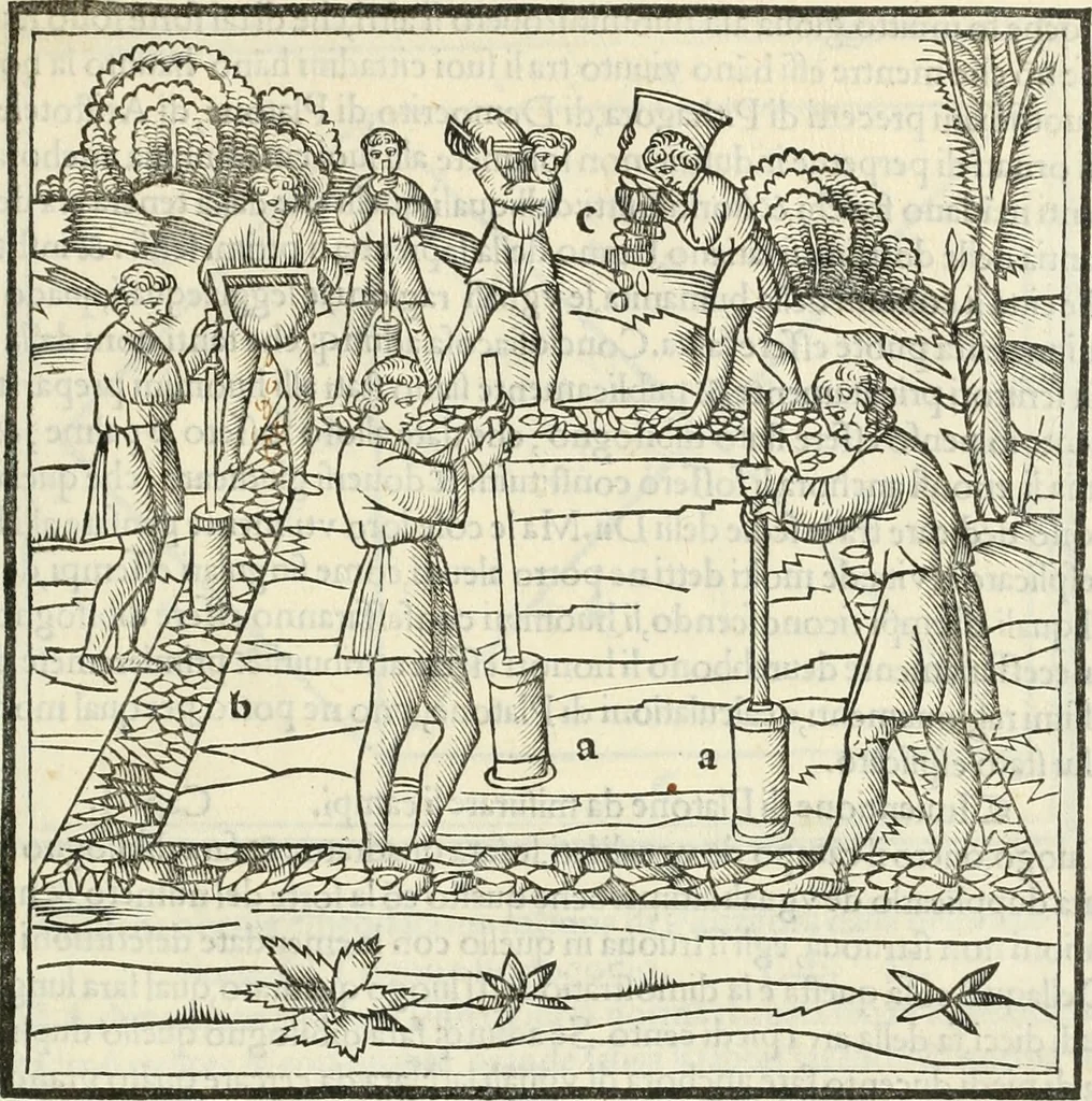 An illustration from M.L. Vitrvuio Pollione Di architettura : dal vero esemplare latino nella volgar lingua tradotto, e con le figure a suoi luoghi con mirãdo ordine insignito : anchora con la tauola alfabetica, nella quale facilmente si potra trouare la moltitudine de vocaboli a suoi luoghi cõ gran diligenza esposti e dichiarati : mai piu da alcuno altro fin al presente stampato a grande vtilita di ciascuno studioso, 1535, leaf 192