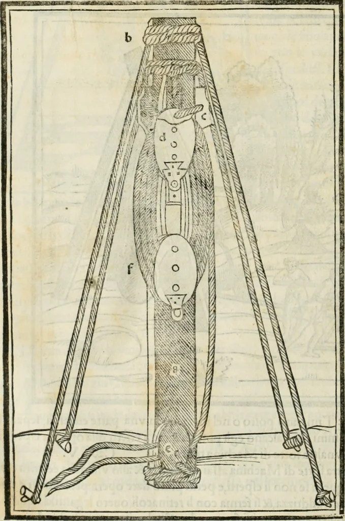 An illustration from M.L. Vitrvuio Pollione Di architettura : dal vero esemplare latino nella volgar lingua tradotto, e con le figure a suoi luoghi con mirãdo ordine insignito : anchora con la tauola alfabetica, nella quale facilmente si potra trouare la moltitudine de vocaboli a suoi luoghi cõ gran diligenza esposti e dichiarati : mai piu da alcuno altro fin al presente stampato a grande vtilita di ciascuno studioso, 1535, leaf 219