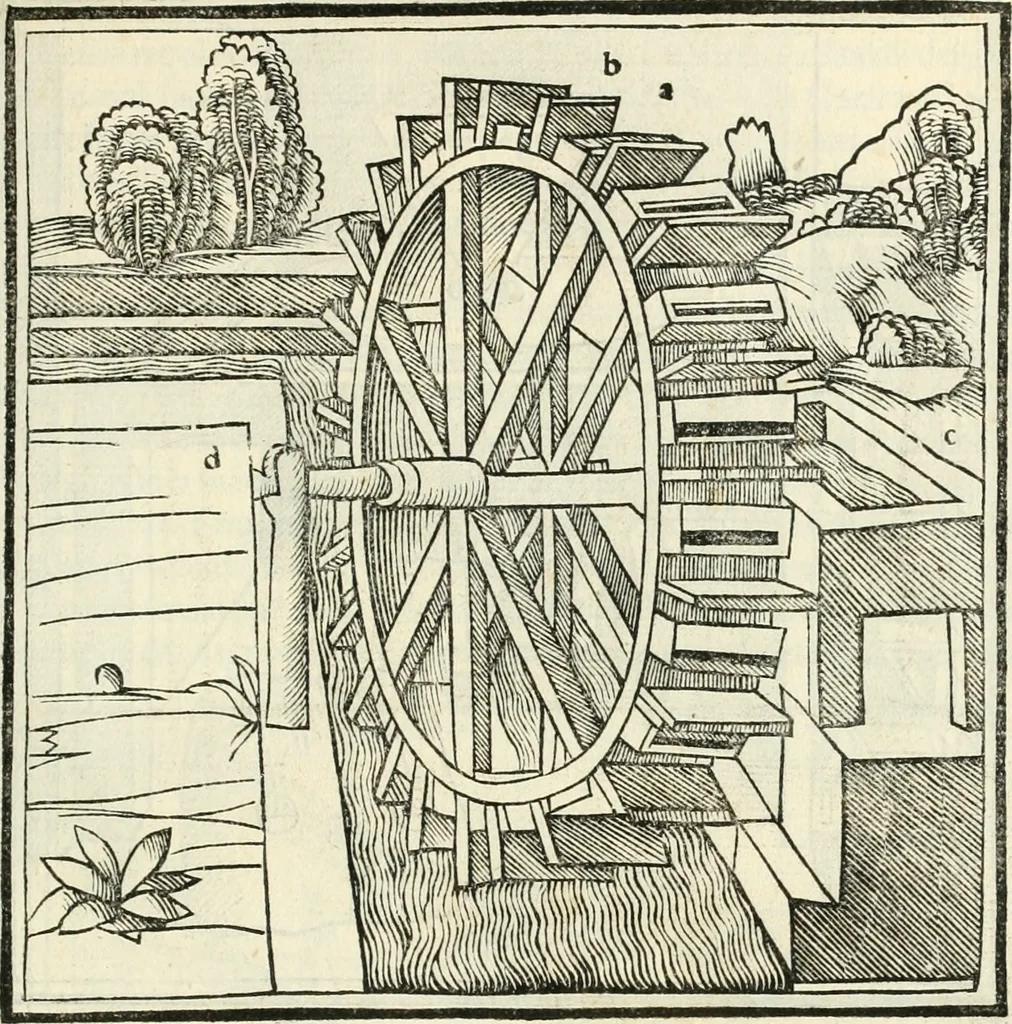 An illustration from M.L. Vitrvuio Pollione Di architettura : dal vero esemplare latino nella volgar lingua tradotto, e con le figure a suoi luoghi con mirãdo ordine insignito : anchora con la tauola alfabetica, nella quale facilmente si potra trouare la moltitudine de vocaboli a suoi luoghi cõ gran diligenza esposti e dichiarati : mai piu da alcuno altro fin al presente stampato a grande vtilita di ciascuno studioso, 1535, leaf 228