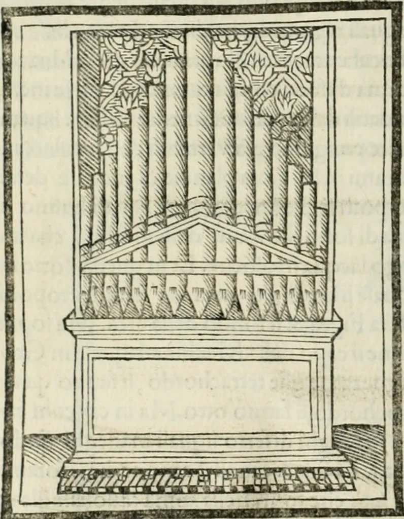 An illustration from M.L. Vitrvuio Pollione Di architettura : dal vero esemplare latino nella volgar lingua tradotto, e con le figure a suoi luoghi con mirãdo ordine insignito : anchora con la tauola alfabetica, nella quale facilmente si potra trouare la moltitudine de vocaboli a suoi luoghi cõ gran diligenza esposti e dichiarati : mai piu da alcuno altro fin al presente stampato a grande vtilita di ciascuno studioso, 1535, leaf 233