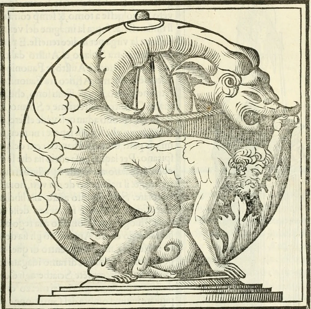 An illustration from M.L. Vitrvuio Pollione Di architettura : dal vero esemplare latino nella volgar lingua tradotto, e con le figure a suoi luoghi con mirãdo ordine insignito : anchora con la tauola alfabetica, nella quale facilmente si potra trouare la moltitudine de vocaboli a suoi luoghi cõ gran diligenza esposti e dichiarati : mai piu da alcuno altro fin al presente stampato a grande vtilita di ciascuno studioso, 1535, leaf 44