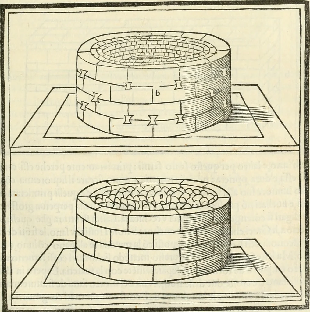 An illustration from M.L. Vitrvuio Pollione Di architettura : dal vero esemplare latino nella volgar lingua tradotto, e con le figure a suoi luoghi con mirãdo ordine insignito : anchora con la tauola alfabetica, nella quale facilmente si potra trouare la moltitudine de vocaboli a suoi luoghi cõ gran diligenza esposti e dichiarati : mai piu da alcuno altro fin al presente stampato a grande vtilita di ciascuno studioso, 1535, leaf 60
