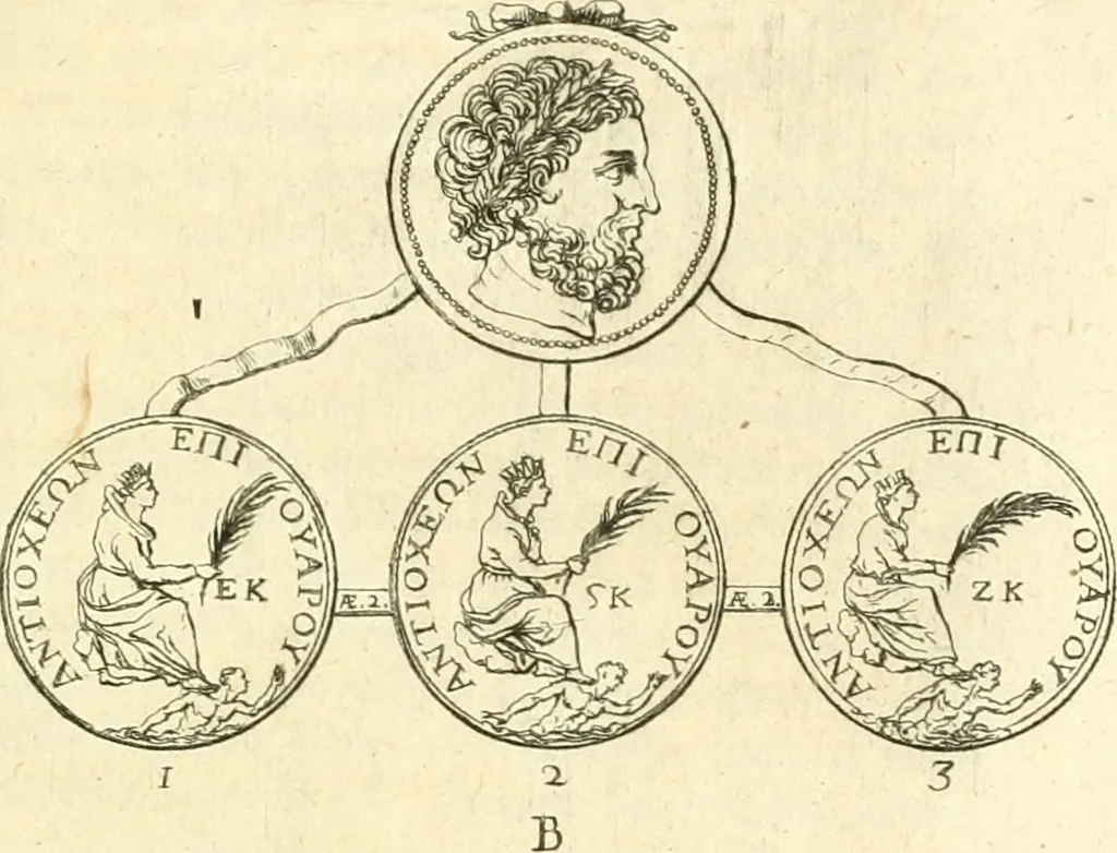 An illustration from Mémoires de littérature tirez des registres de l'Académie royale des inscriptions et belles lettres, depuis le renouvellement de cette Académie jusqu'en 1705, 1717, leaf 554
