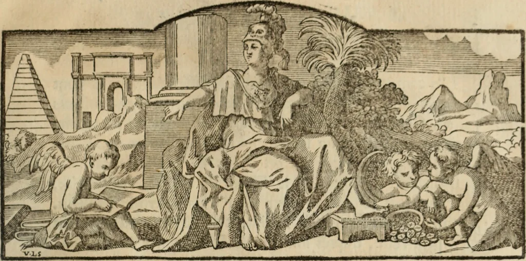 An illustration from Mémoires de littérature tirez des registres de l'Académie royale des inscriptions et belles lettres, depuis le renouvellement de cette Académie jusqu'en 1705, 1717, leaf 14