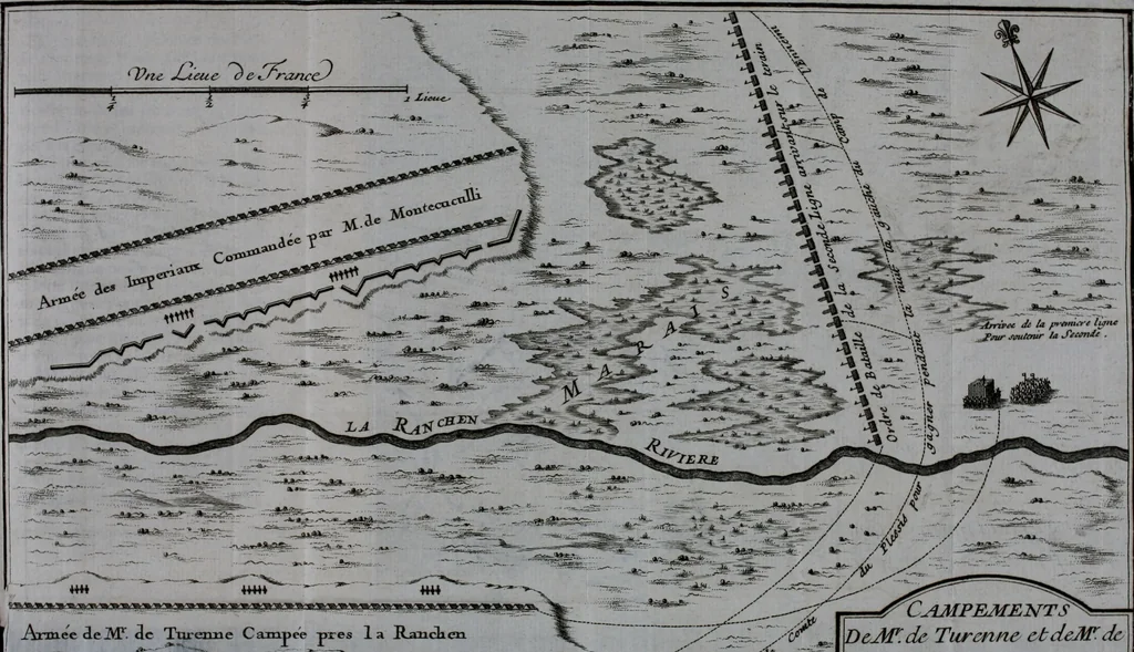 An illustration from Mémoires de M. le marquis de Feuquière, lieutenant général des armées du roi : contenans ses maximes sur la guerre, & l'application des exemples aux maximes, 1736, leaf 348