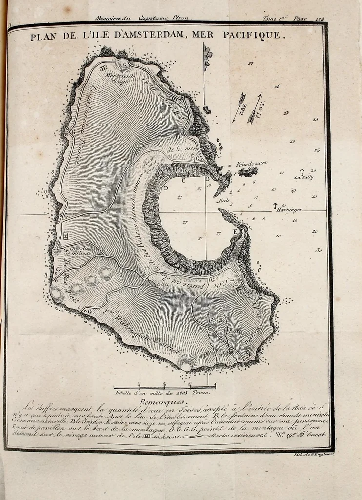 An illustration from Mémoires du Capitaine Péron : sur ses voyages aux côtes d'Afrique, en Arabie, à l'île d'Amsterdam, aux îles d'Anjouan et de Mayotte, aux côtes nord-ouest de l'Amérique, aux îles Sandwich, à la Chine, etc., 1824, leaf 201