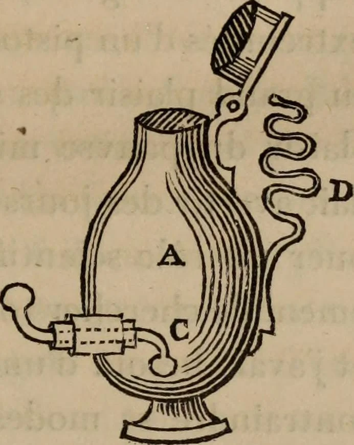 An illustration from Mémoires récréatifs, scientifiques et anecdotiques du physicien-aéronaute E.G. Robertson : connu par ses expériences de fantasmagorie, et par ses ascensions aérostatiques dans les principales villes de l'Europe : ex-professeur de physique au Collége central du ci-devant départment de l'Ourthe, membre de la Société Galvanique de Paris, de la Société des arts and des sciences de Hambourg, et de la Société d'émulation de Liége, 1831, leaf 402