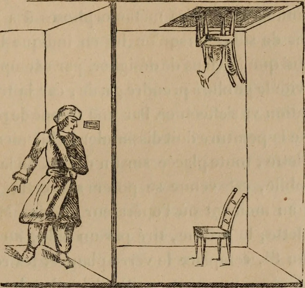 An illustration from Mémoires récréatifs, scientifiques et anecdotiques du physicien-aéronaute E.G. Robertson : connu par ses expériences de fantasmagorie, et par ses ascensions aérostatiques dans les principales villes de l'Europe : ex-professeur de physique au Collége central du ci-devant départment de l'Ourthe, membre de la Société Galvanique de Paris, de la Société des arts and des sciences de Hambourg, et de la Société d'émulation de Liége, 1831, leaf 134