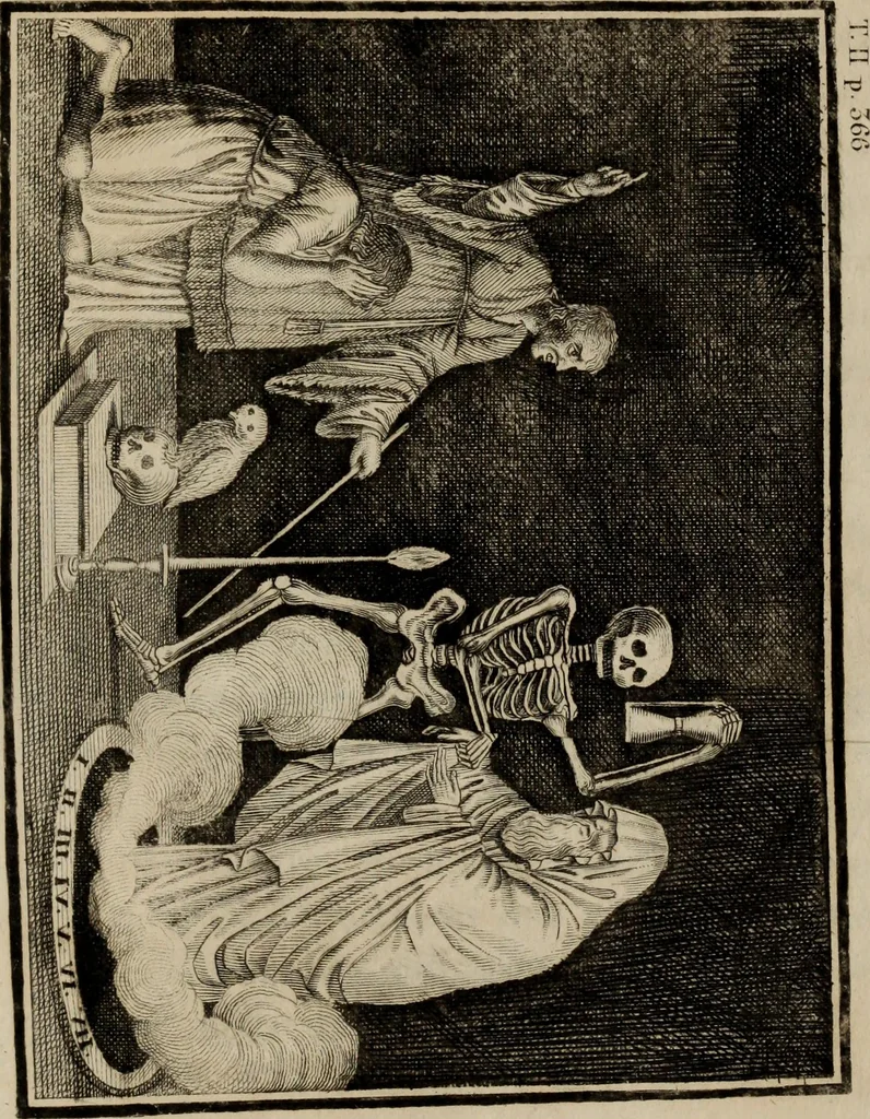 An illustration from Mémoires récréatifs, scientifiques et anecdotiques du physicien-aéronaute E.G. Robertson : connu par ses expériences de fantasmagorie, et par ses ascensions aérostatiques dans les principales villes de l'Europe : ex-professeur de physique au Collége central du ci-devant départment de l'Ourthe, membre de la Société Galvanique de Paris, de la Société des arts and des sciences de Hambourg, et de la Société d'émulation de Liége, 1831, leaf 380