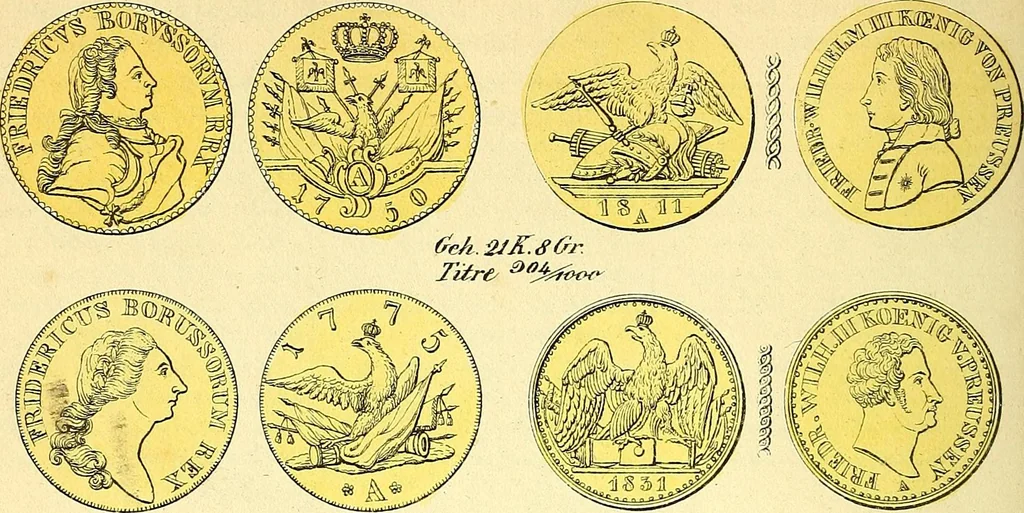 An illustration from Münz-Cabinet. : le cabinet des monnaies du voyageur et du négociant, ou représentation des monnaies courantes des différens pays... recueillies et publiées par Engelmann père et fils... The Traveller's and merchant's cabinet of moneys.., 1835, leaf 19