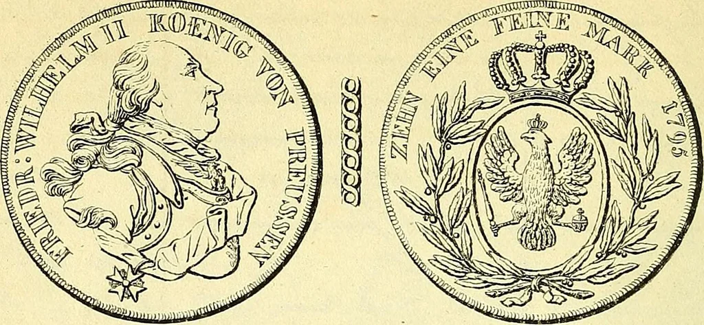 An illustration from Münz-Cabinet. : le cabinet des monnaies du voyageur et du négociant, ou représentation des monnaies courantes des différens pays... recueillies et publiées par Engelmann père et fils... The Traveller's and merchant's cabinet of moneys.., 1835, leaf 21