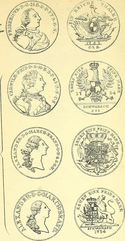 An illustration from Münz-Cabinet. : le cabinet des monnaies du voyageur et du négociant, ou représentation des monnaies courantes des différens pays... recueillies et publiées par Engelmann père et fils... The Traveller's and merchant's cabinet of moneys.., 1835, leaf 33